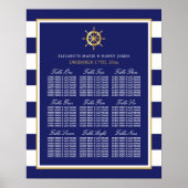 Nautical Gold Wheel, marine & Gold Seating Chart Poster (Voorkant)