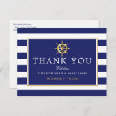 Nautical Gold Wheel, Navy & Gold Weddenschap Harte Briefkaart (Voorkant / Achterkant)
