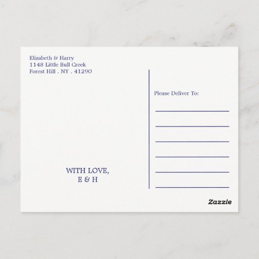 Nautical Gold Wheel, Navy & Gold Weddenschap Harte Briefkaart (Achterkant)