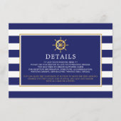 Nautical Gold Wheel, Navy & Gold Wedding Detail Informatiekaartje (Voorkant)