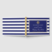  Nautical Gold Wheel, Navy & Gold Wedding Gastenboek (Volledig)