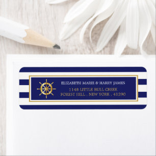 Nautical Gold Wheel, Navy & Gold Wedding Labels