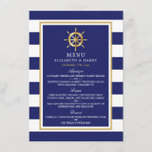  Nautical Gold Wheel, Navy & Gold Wedding Menu (Voorkant)