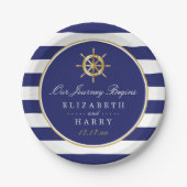 Nautical Gold Wheel, Navy & Gold Wedding Papieren Bordje (Voorkant)