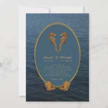 Nautical Gold Zeepaardje Dans Strand Bruiloft