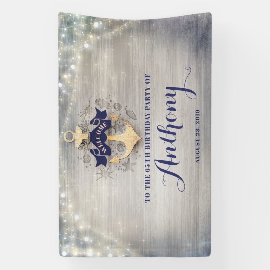 Nautical Golden Anchor Party Welkomstteken Spandoek (Verticaal)