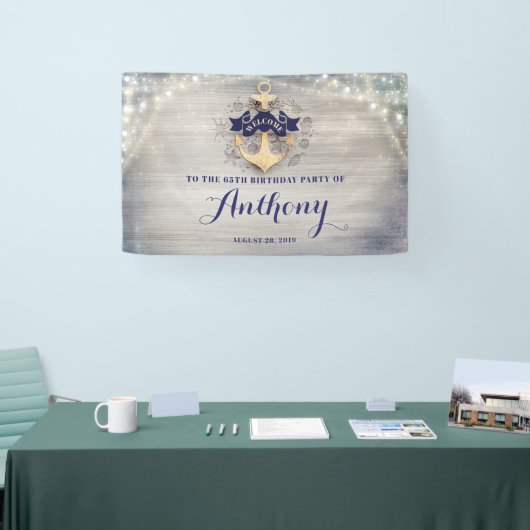 Nautical Golden Anchor Party Welkomstteken Spandoek (Beurs)
