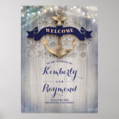 Nautical Golden Anchor Wedding Welcome Sign Poster (Voorkant)