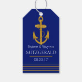 Nautical Gouden Anker Monogram Trouw Bruiloft Favo Cadeaulabel (Voorkant)