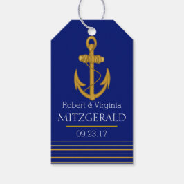 Nautical Gouden Anker Monogram Trouw Bruiloft Favo Cadeaulabel