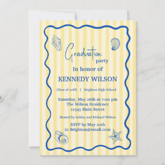 Nautical Graduation Party Invitation Blue Coastal Kaart