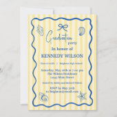 Nautical Graduation Party Invitation Blue Coastal Kaart (Voorkant)