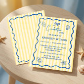 Nautical Graduation Party Invitation Blue Coastal Kaart