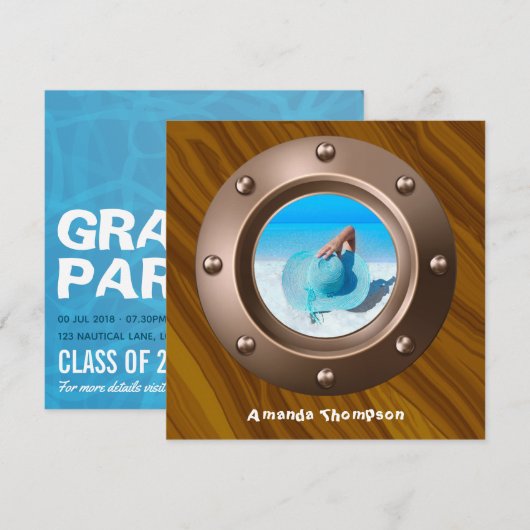 Nautical Graduation Party Kaart (Voorkant / Achterkant)