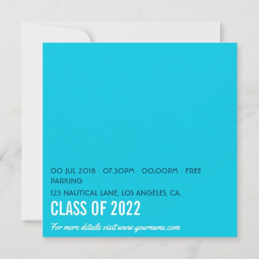 Nautical Graduation Party Kaart (Achterkant)