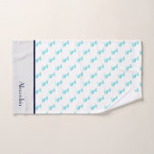 Nautical Gray Navy Blue Blauwgroen White Pelican C Bad Handdoek (Handdoek)