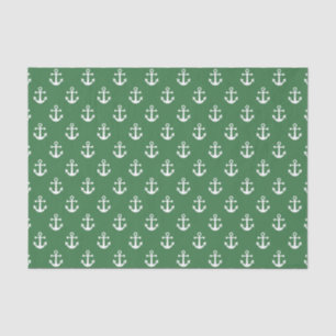 Nautical Green and White Anchor Pattern Tissuepapier