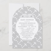 Nautical Grey Anchor Baby shower Kaart (Voorkant)