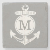 Nautical Grey Anchor Stenen Onderzetter (Voorkant)