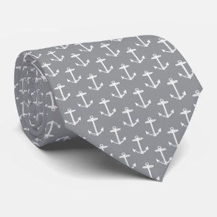 Nautical Grey Anchor Stropdas