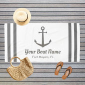 Nautical Grey and White Custom Boat Name Beach Strandlaken