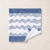 Nautical Grey Blue White Whale Waves Bath Towel Bad Handdoek (Wasdoekje)
