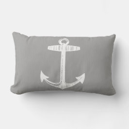 Nautical Grey Striped Anchor Kussen