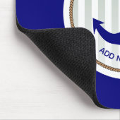 Nautical Grey Stripes and Blue Anchor Muismat (Hoek)