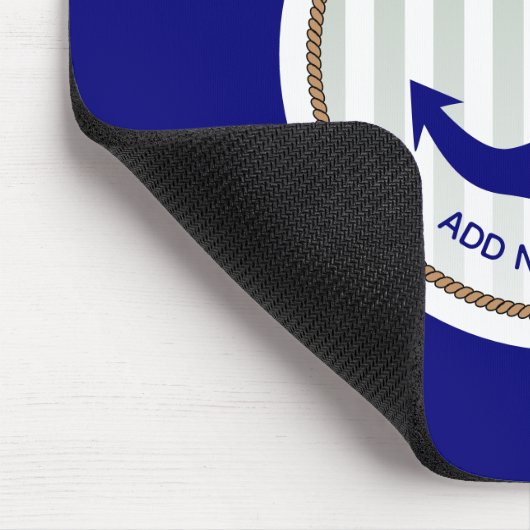 Nautical Grey Stripes and Blue Anchor Muismat (Hoek)