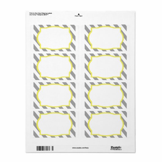 Nautical Grey Stripes Border Label (Full Sheet)