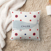 Nautical Grey Waterverf Whale Red Blue Naam Kussen (Deken)
