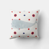 Nautical Grey Waterverf Whale Red Blue Naam Kussen (Achterkant)