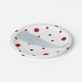 Nautical Grey Waterverf Whale Red Blue Stippen Par Papieren Bordje (Gekanteld)