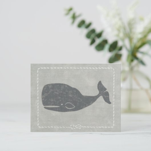 Nautical Grey Whale Briefkaart (Staand voorkant)