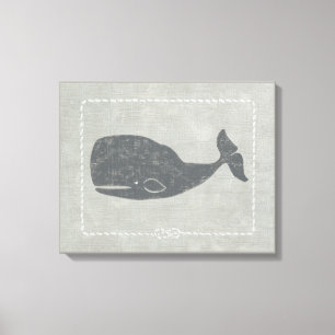 Nautical Grey Whale Canvas Afdruk