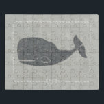 Nautical Grey Whale Puzzel<br><div class="desc">"Whale of a Tale" van Chariklia Zarris. Met een grijze walvis op een nautische achtergrond.</div>