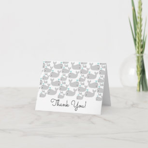 Nautical Grey Whales Baby shower bedankje Bedankkaart