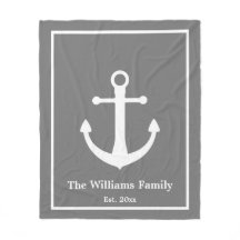 Nautical Grey & White Anchor & Achternaam