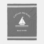 Nautical Grey White Boat Name Boating Illustration Fleece Deken (Voorkant)