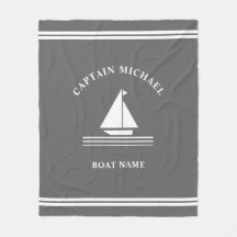 Nautical Grey White Boat Name Boating Illustration