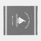 Nautical Grey White Boat Name Boating Illustration Fleece Deken (Voorkant (Horizontaal))