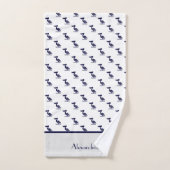 Nautical Grey White en Navy Blue Pelican Bath to Bad Handdoek (Handdoek)