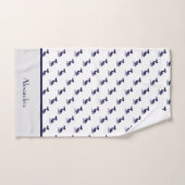 Nautical Grey White en Navy Blue Pelican Bath to Bad Handdoek (Handdoek)
