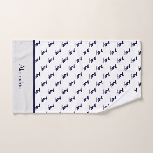 Nautical Grey White en Navy Blue Pelican Bath to Bad Handdoek (Handdoek)