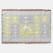 Nautical Grijs Anker Vis Windvaan Patroon Deken (Voorkant)