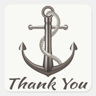 Nautical Grijs Bedankt Scheepsanker Strand Bruilof Vierkante Sticker