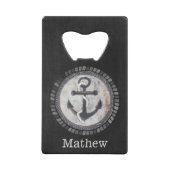 Nautical Grungy Anchor Blackboard Bottle Open Creditkaart Flessenopener (Voorkant)