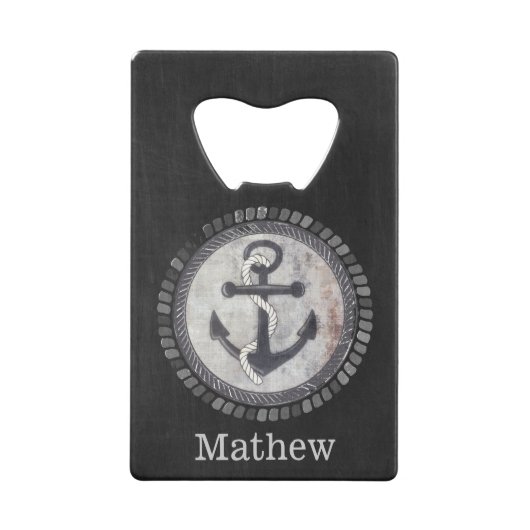 Nautical Grungy Anchor Blackboard Bottle Open Creditkaart Flessenopener (Achterkant)
