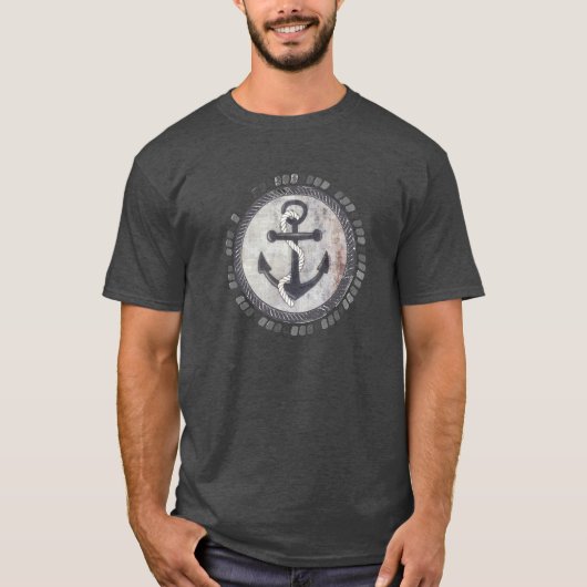 Nautical Grungy Anchor Chalkboard Mannen T-Shirt (Voorkant)
