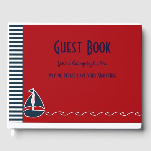 Nautical Guest Book Cottage door Zee Gastenboek (Voorkant)